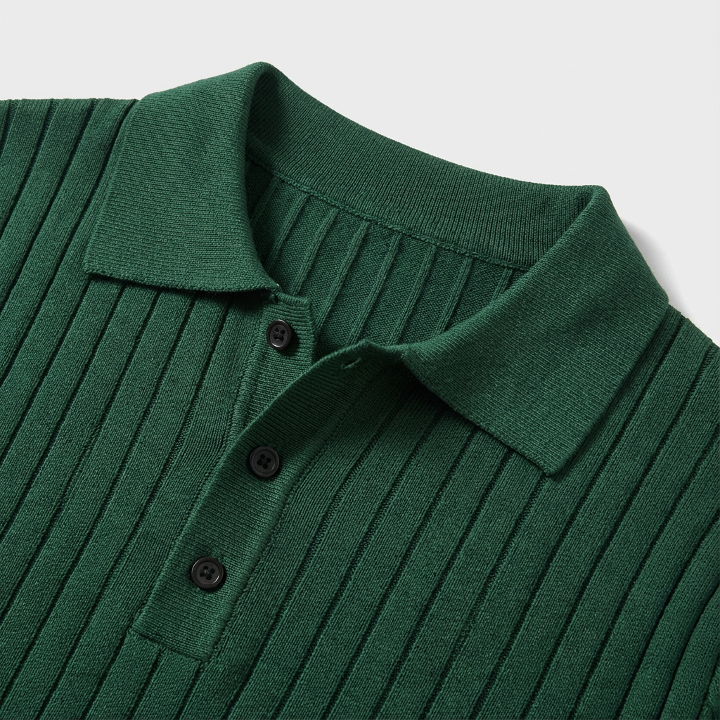 Valencia Striped Polo for Men, Ribbed Knit Short-Sleeve Casual Top