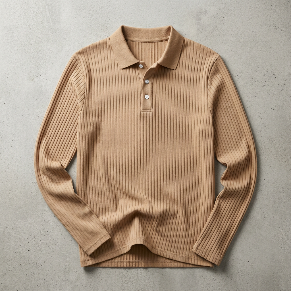 Oslo Knit Polo for Men - Long-Sleeve Business Casual Polo Shirt