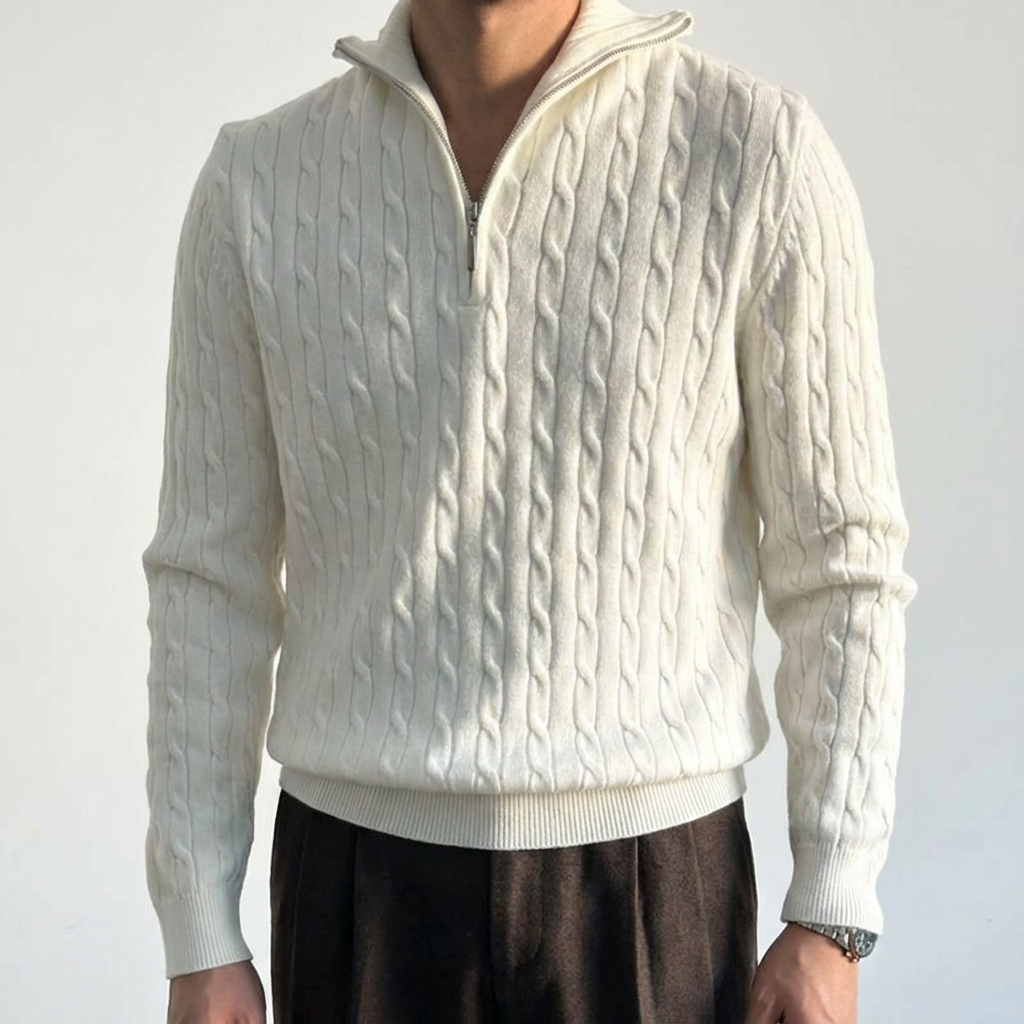 Monaco Merino Quarter-Zip for Men, Slim Fit Italian Wool Layering Piece
