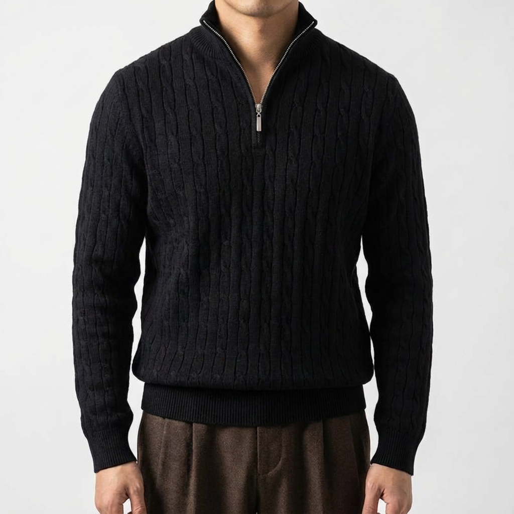 Monaco Merino Quarter-Zip for Men, Slim Fit Italian Wool Layering Piece