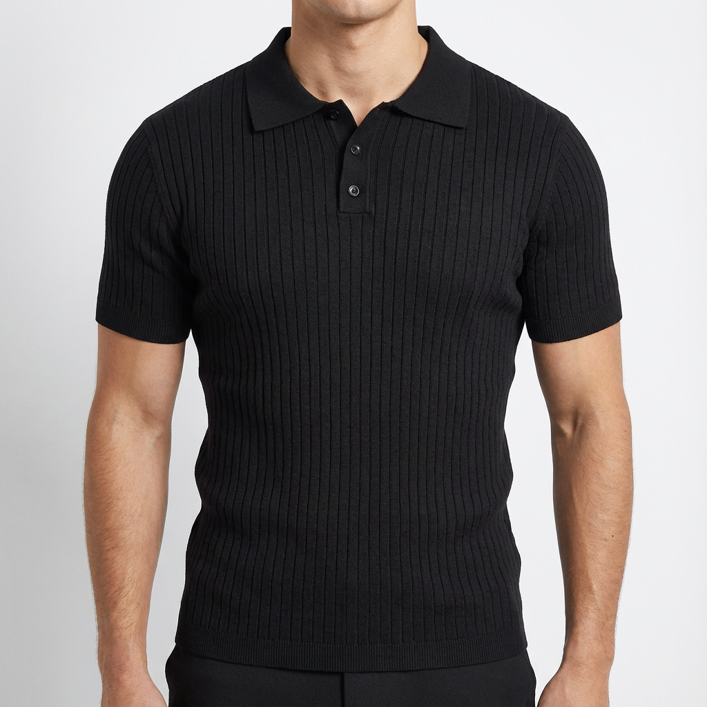 Valencia Striped Polo for Men, Ribbed Knit Short-Sleeve Casual Top