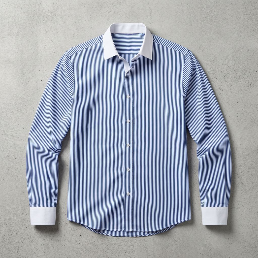 Men's Striped Knit Shirt, Breathable Cotton Contrasting Collar
