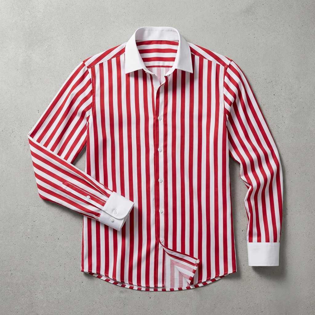Men's Striped Knit Shirt, Breathable Cotton Contrasting Collar