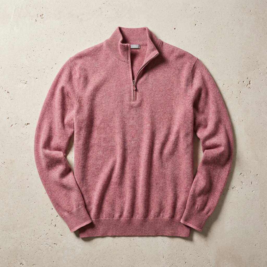Capri Cashmere Quarter Zip, Ribbed Cuff Layering Piece for Men