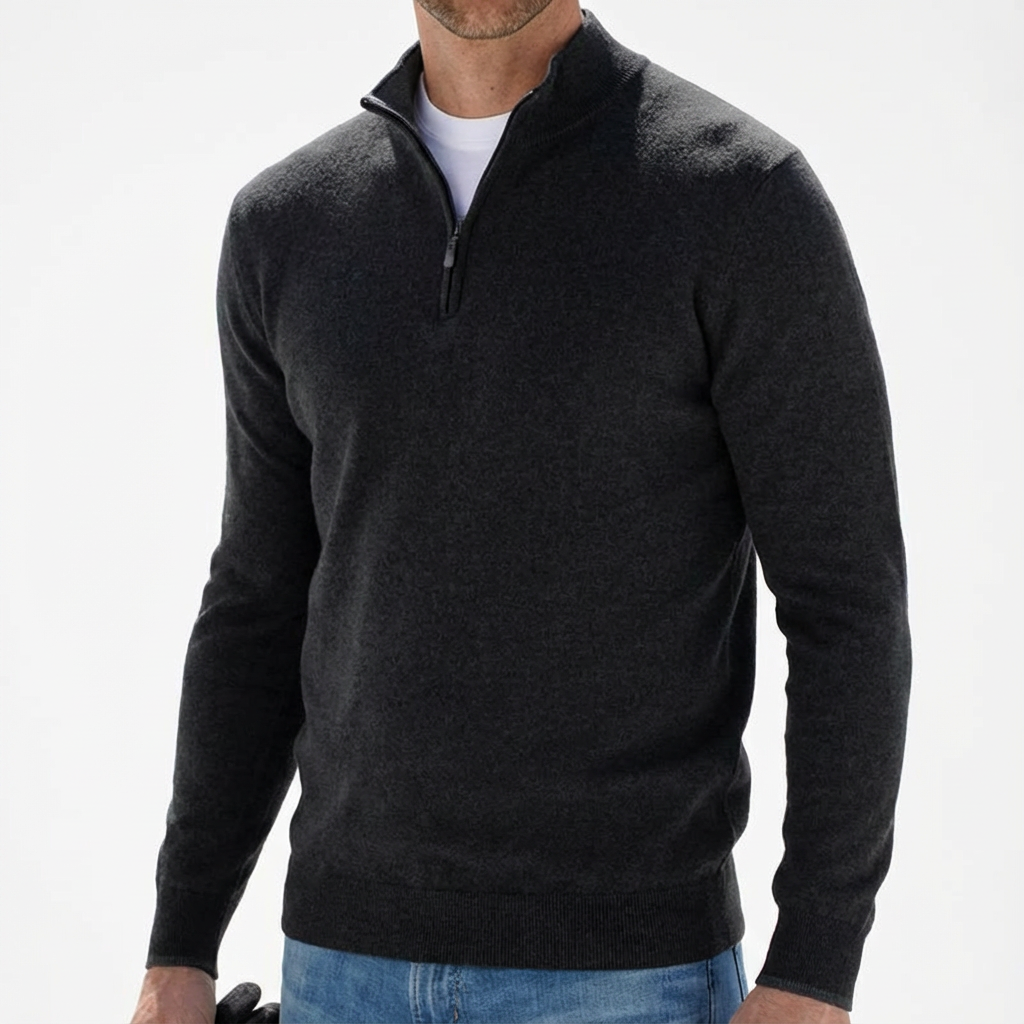 Capri Cashmere Quarter Zip for Men, Soft Layering Piece in Fine Cashmere