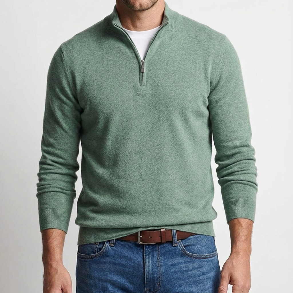 Capri Cashmere Quarter Zip for Men, Soft Layering Piece in Fine Cashmere