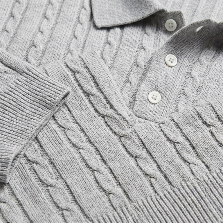 Men's Jacquard Knit Polo, Breathable Tailored Fit Short Sleeve
