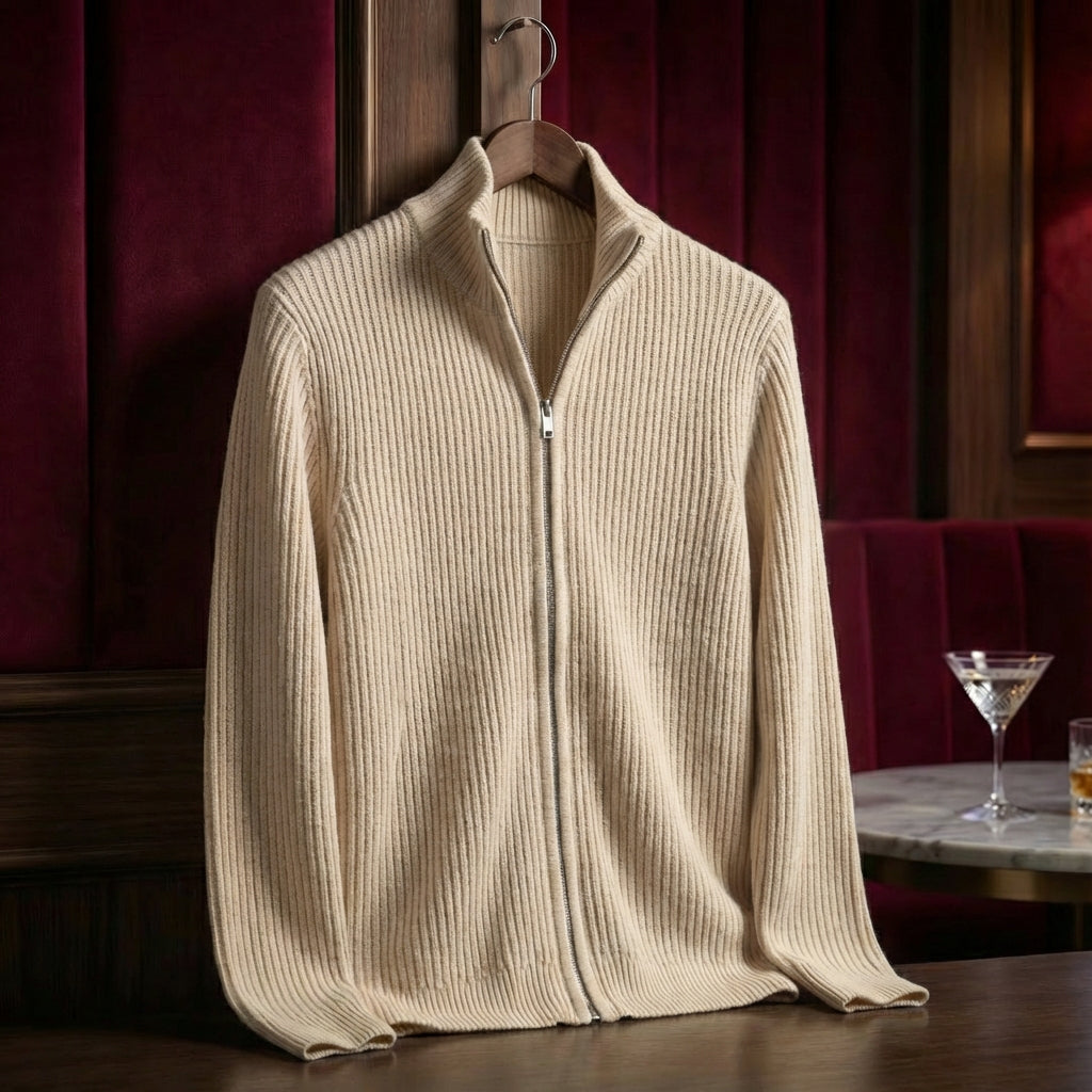 Monaco Cotton Ribbed Jacket for Men - Zip-Up Tailored Fit Jacket