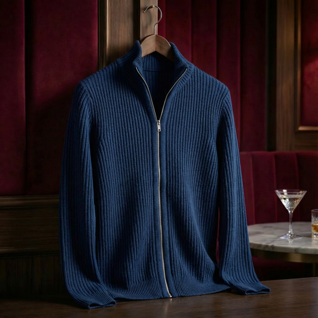 Monaco Cotton Ribbed Jacket for Men - Zip-Up Tailored Fit Jacket