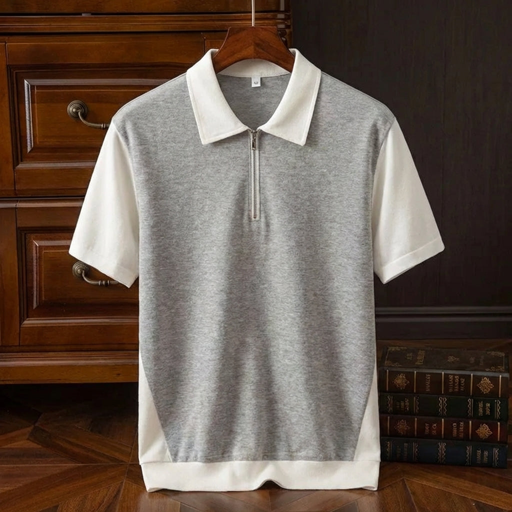 Serafino Cotton Quarter-Zip Polo for Men - Breathable Half-Zip Polo