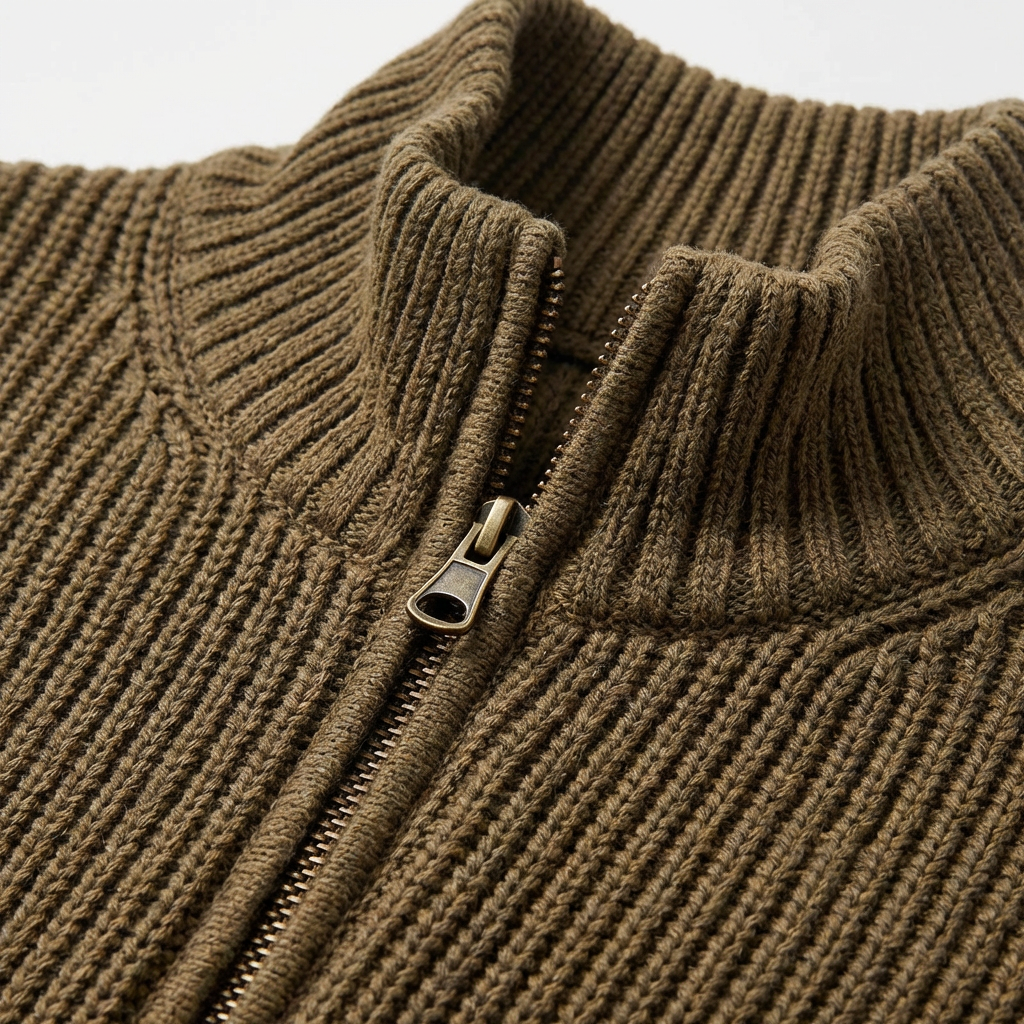 Greybourne Cotton Knit for Men - Stand-Up Collar Zip Sweater
