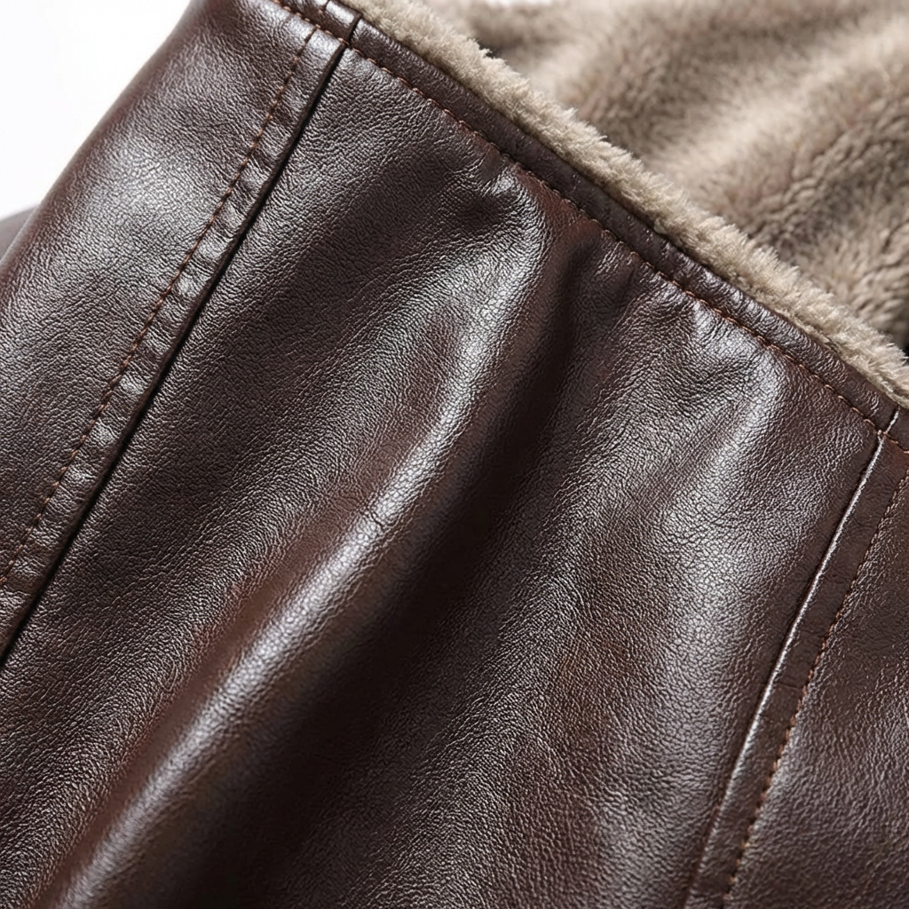 Men's Full-Grain Leather Jacket, Tailored Fit Classic Lapel Collar