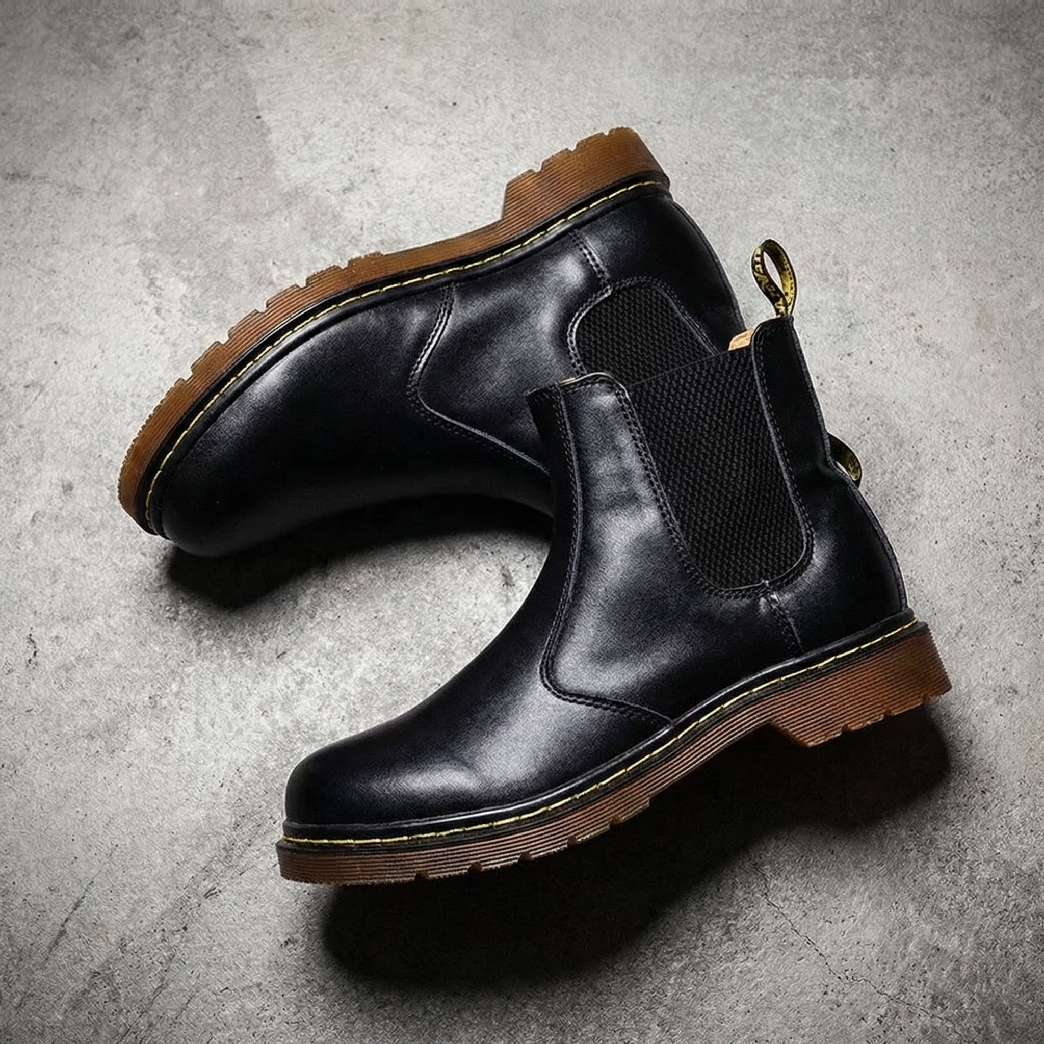 Mykonos Leather Chelsea Boots for Men, Hand-Stitched Calfskin Pull-On Boots