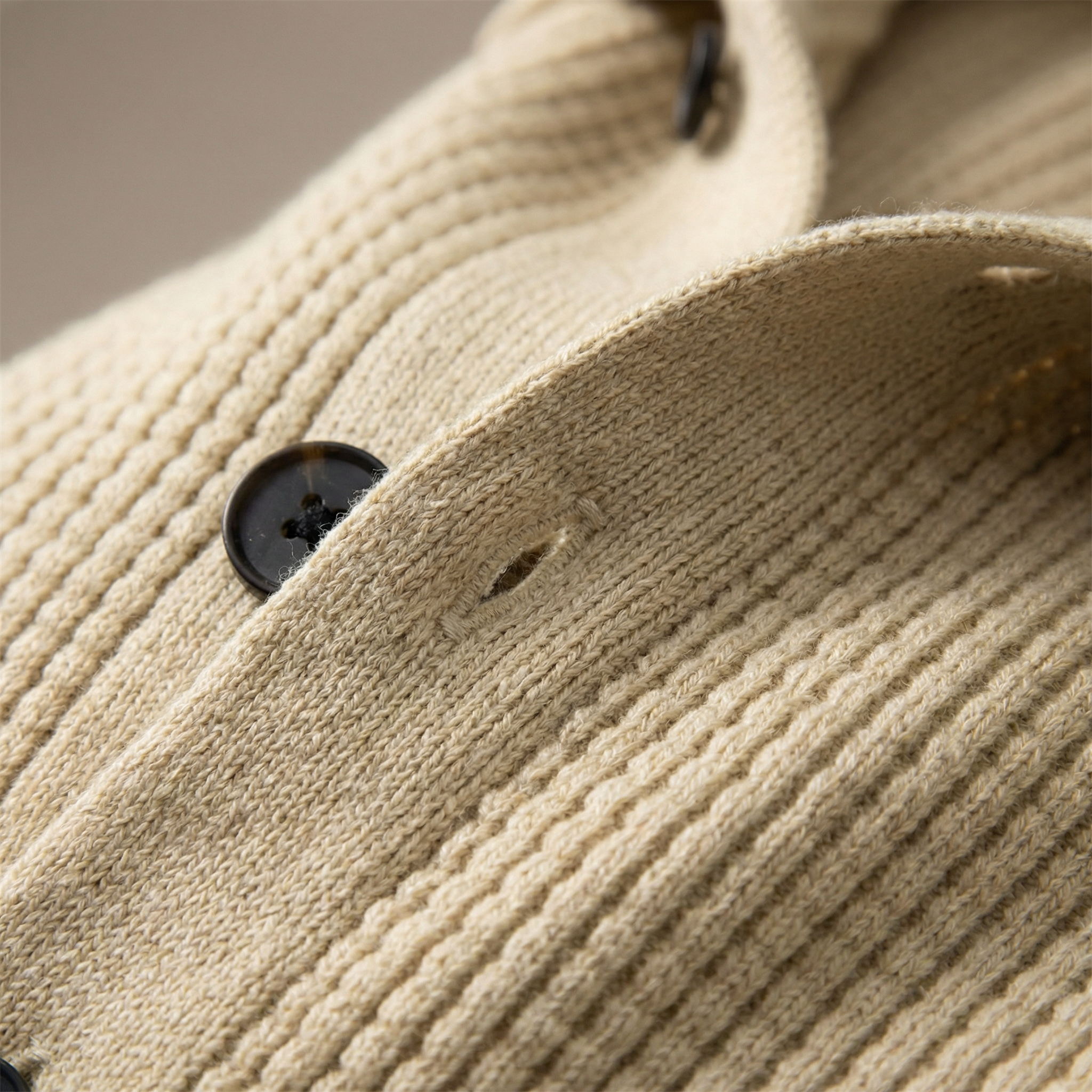 Malta Men's Knitted Cardigan - Waffle Knit Polo Collar Sweater