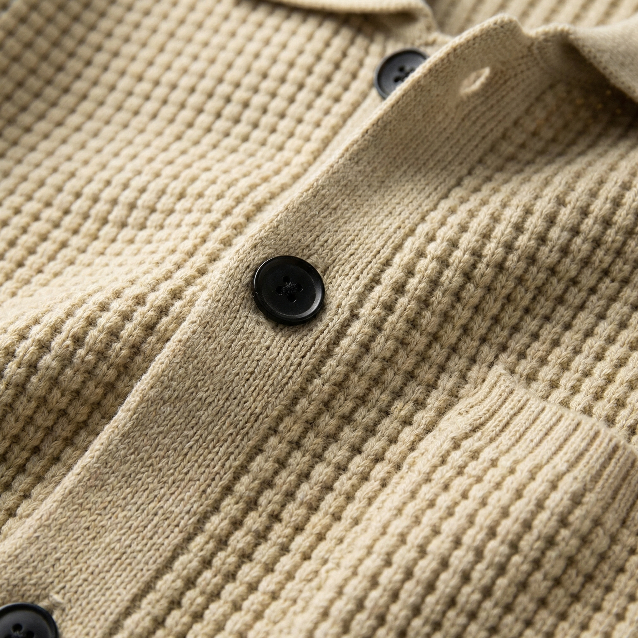 Malta Men's Knitted Cardigan - Waffle Knit Polo Collar Sweater