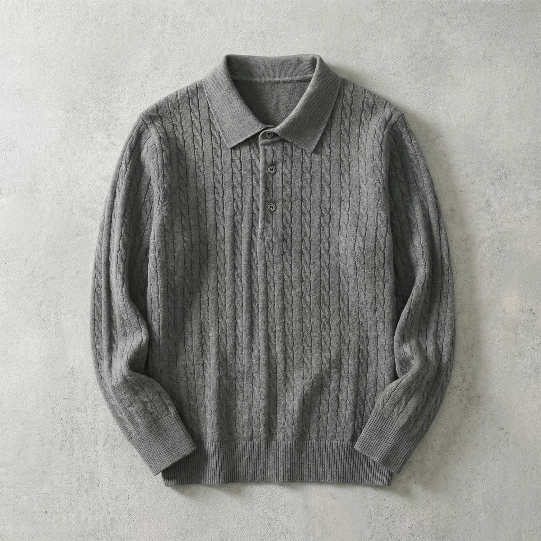 Ares Knitted Pullover Sweater for Men - Wool Blend Cable Knit V-Neck