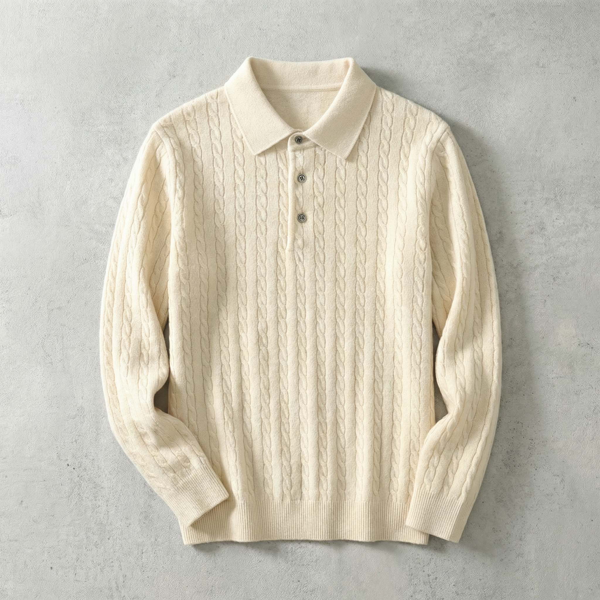 Ares Knitted Pullover Sweater for Men - Wool Blend Cable Knit V-Neck