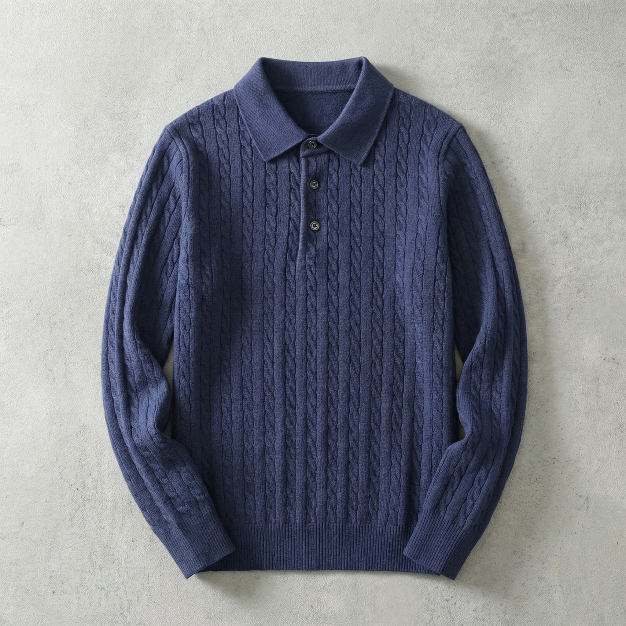 Ares Knitted Pullover Sweater for Men - Wool Blend Cable Knit V-Neck