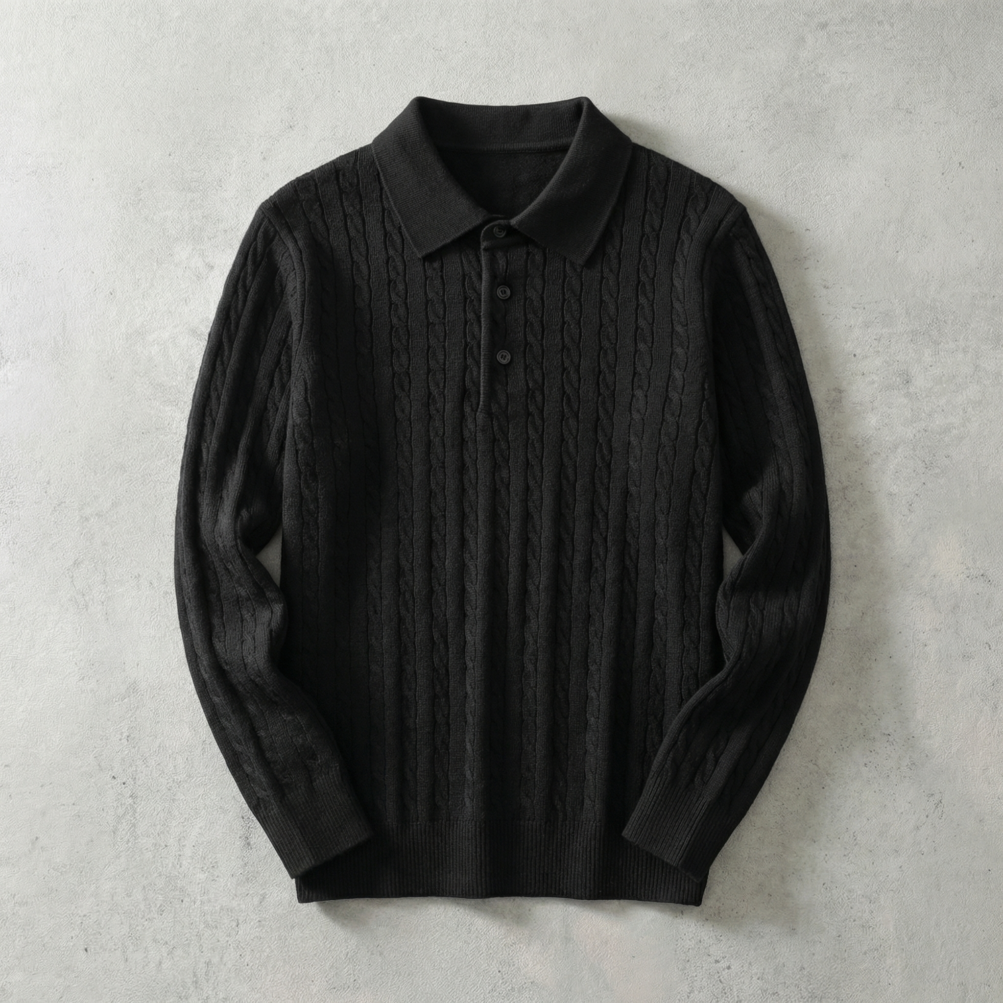 Ares Knitted Pullover Sweater for Men - Wool Blend Cable Knit V-Neck