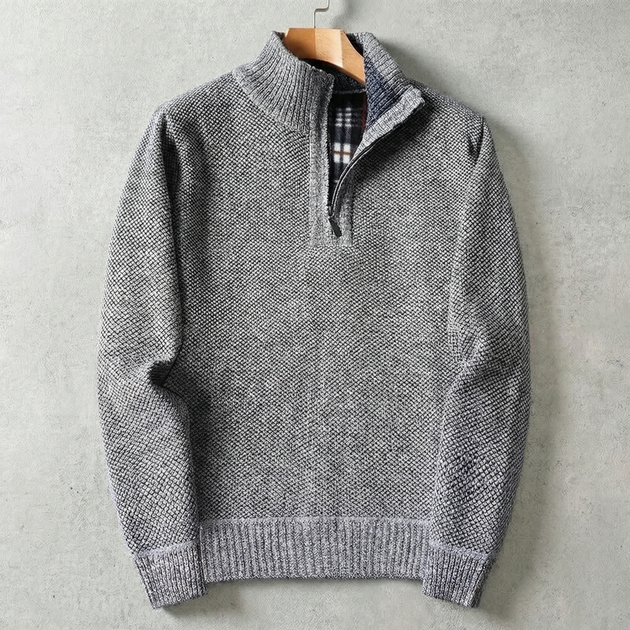 Beau Men's Mock Neck Sweater - Half-Zip Soft Knit Blend Pullover
