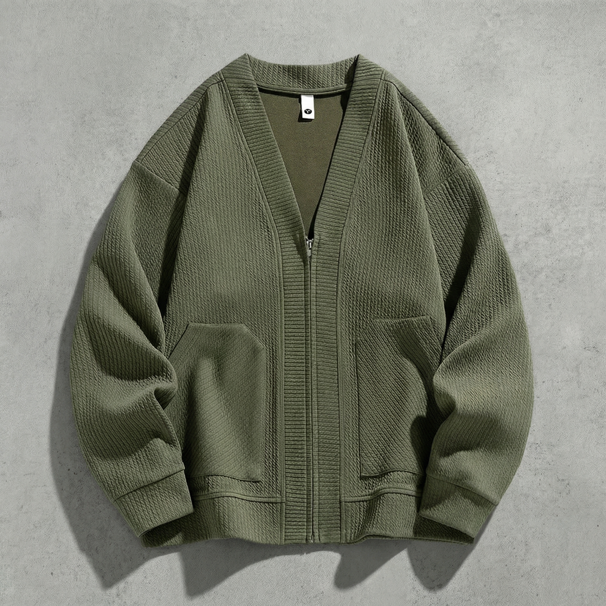 Addie Oversized Cardigan Jacket for Men - Zip-Up Cotton Blend Cardigan