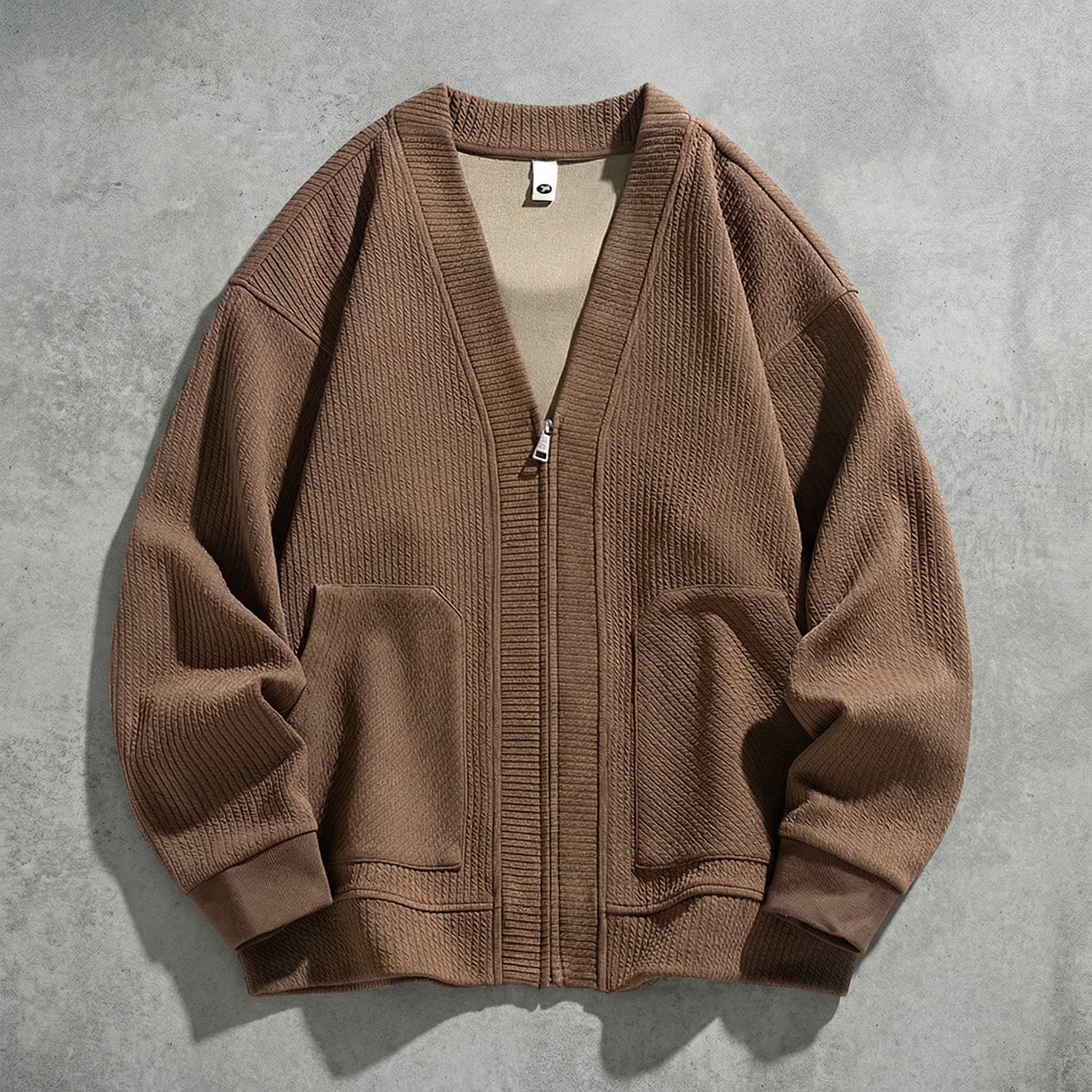 Addie Oversized Cardigan Jacket for Men - Zip-Up Cotton Blend Cardigan