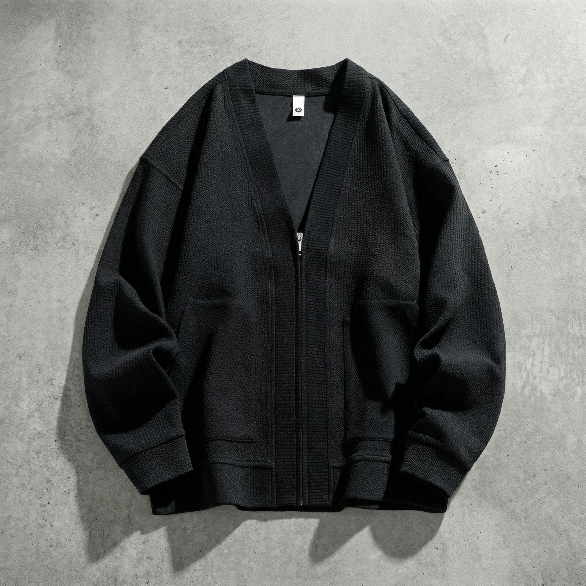 Addie Oversized Cardigan Jacket for Men - Zip-Up Cotton Blend Cardigan