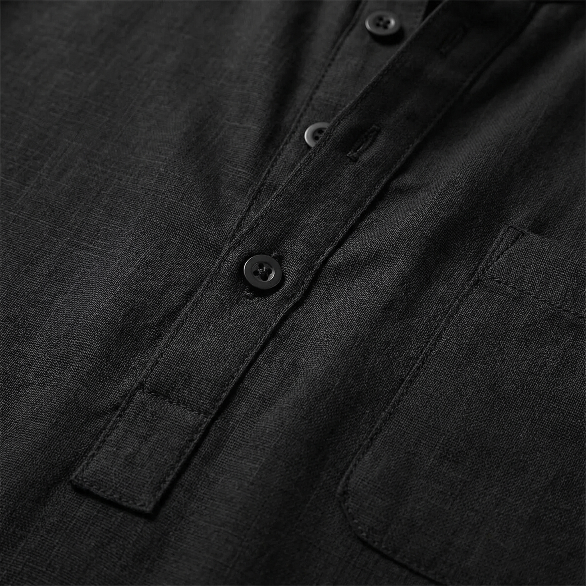 Men's Cotton Linen Henley Shirt, Short Sleeve with Chest Pocket