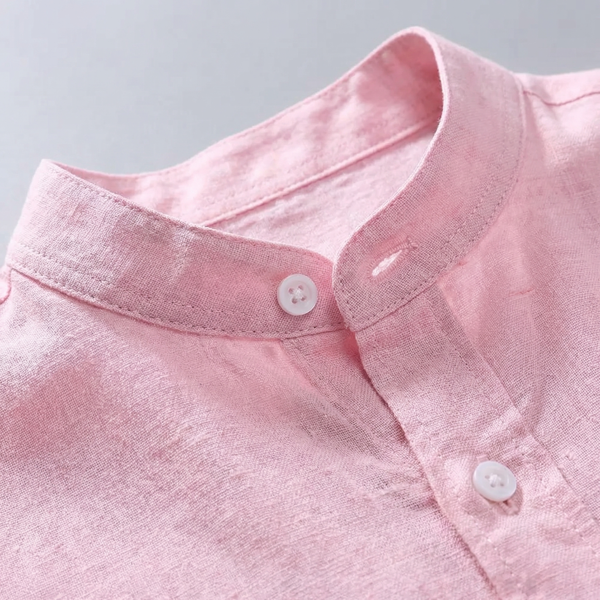 Siena Vintage Linen Shirt for Men, Stand Collar Long-Sleeve Casual Shirt