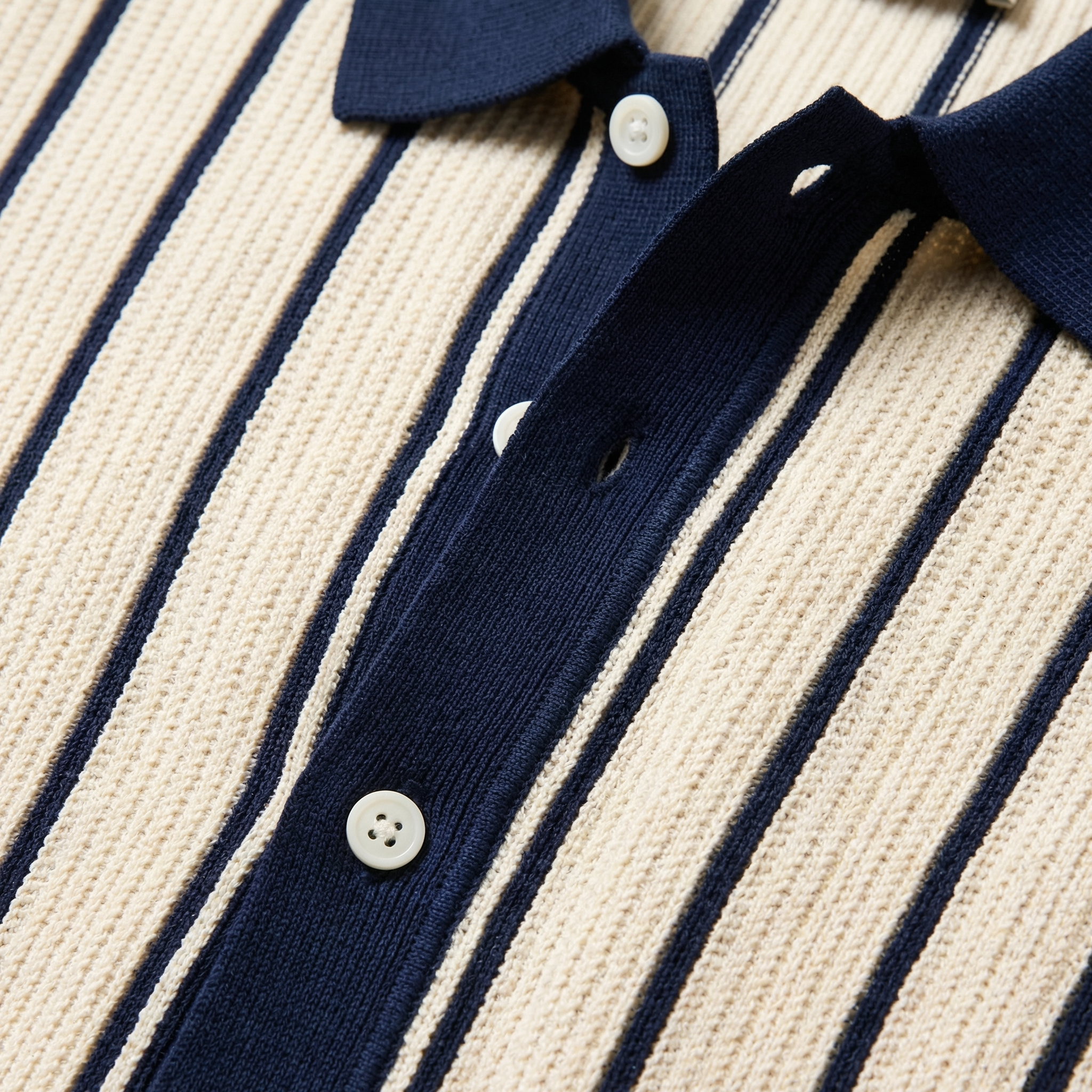 Rimini Knit Polo Shirt for Men, Striped Cotton Turn-Down Collar Top