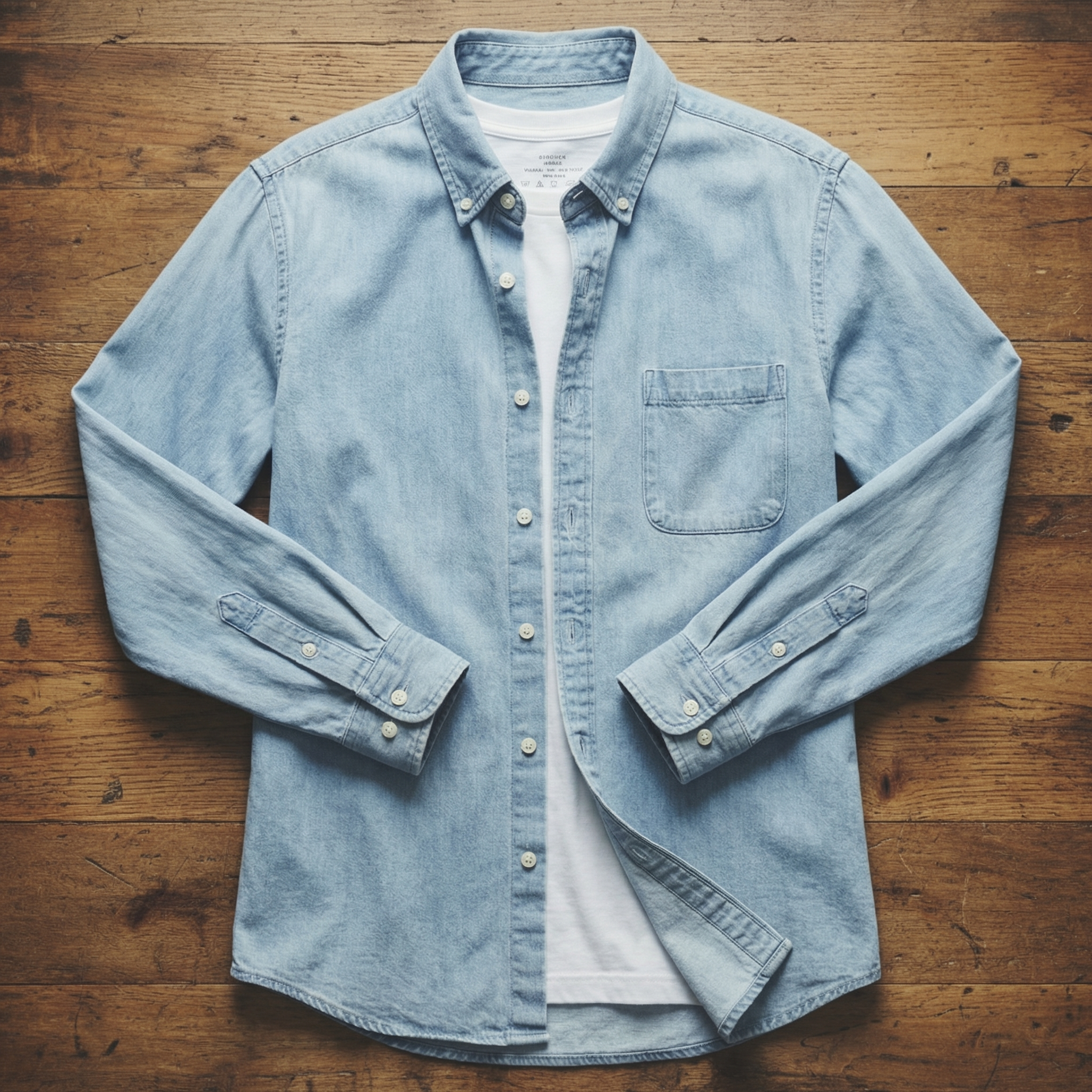 Men's Denim Shirt, Classic Cut Cotton Long-Sleeve Wardrobe Staple