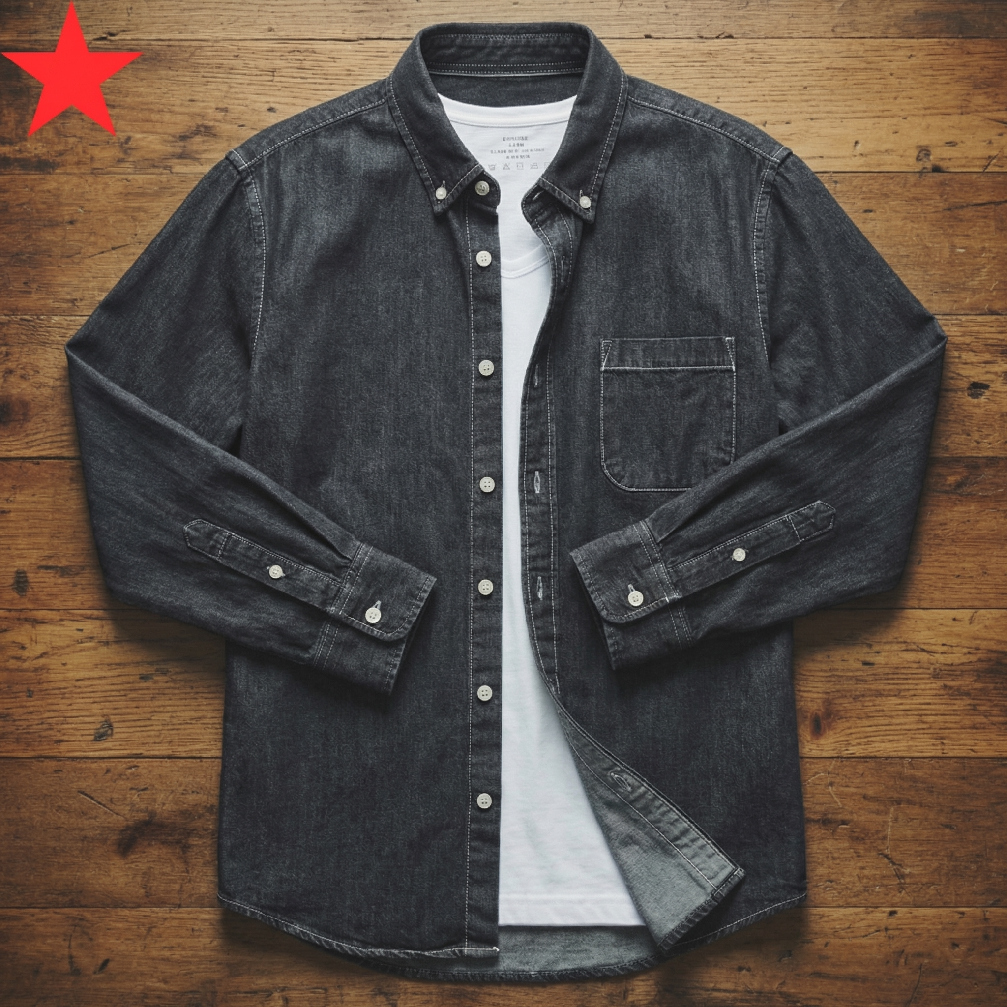 Men's Denim Shirt, Classic Cut Cotton Long-Sleeve Wardrobe Staple