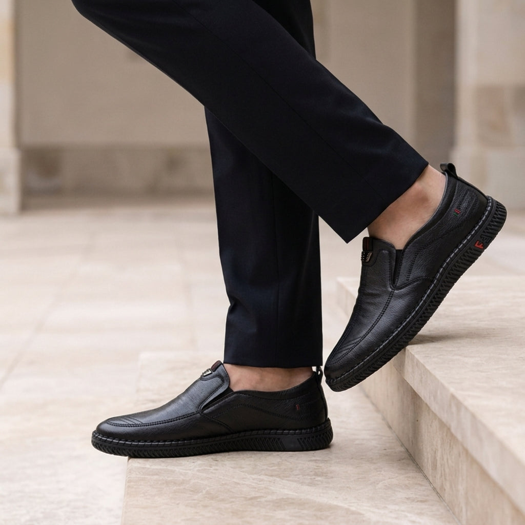 Cassian Leather Loafers for Men - Breathable Slip-On Dress Shoes