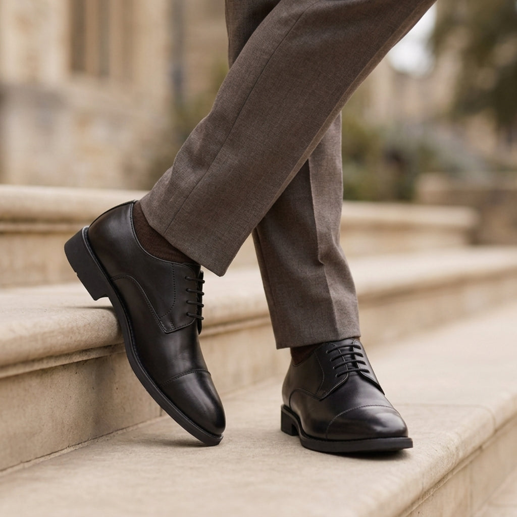 Hensley Oxford Shoes for Men, Leather Brogue Dress Shoes for Formal Wear