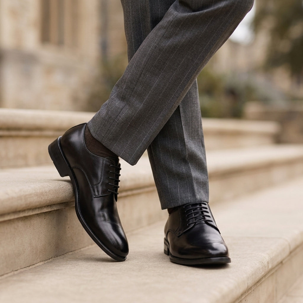 Harlowe Leather Derby Shoes for Men - Hand-Colored Lace-Up Dress Shoes