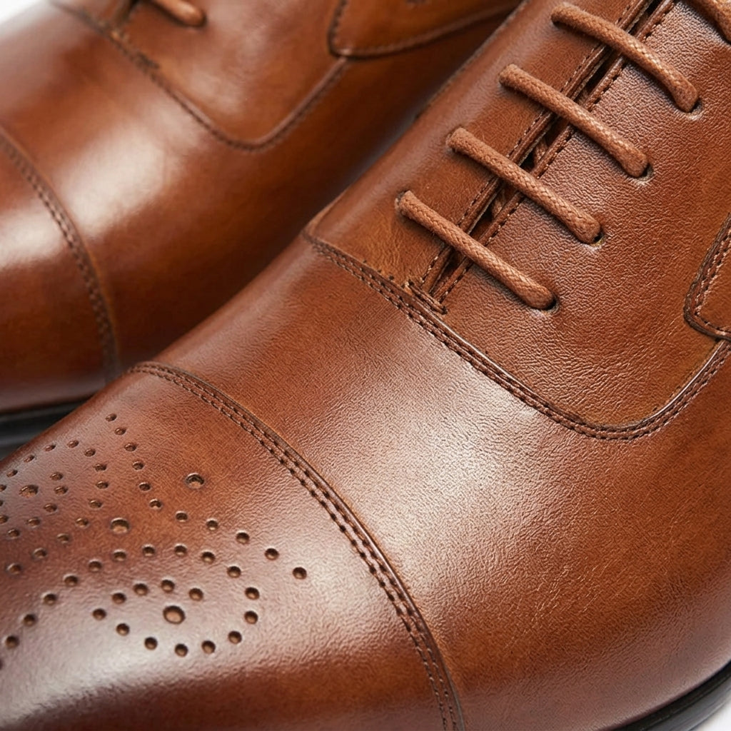 Halston Brogue Shoes for Men - Vintage Leather Lace-Up Dress Shoes