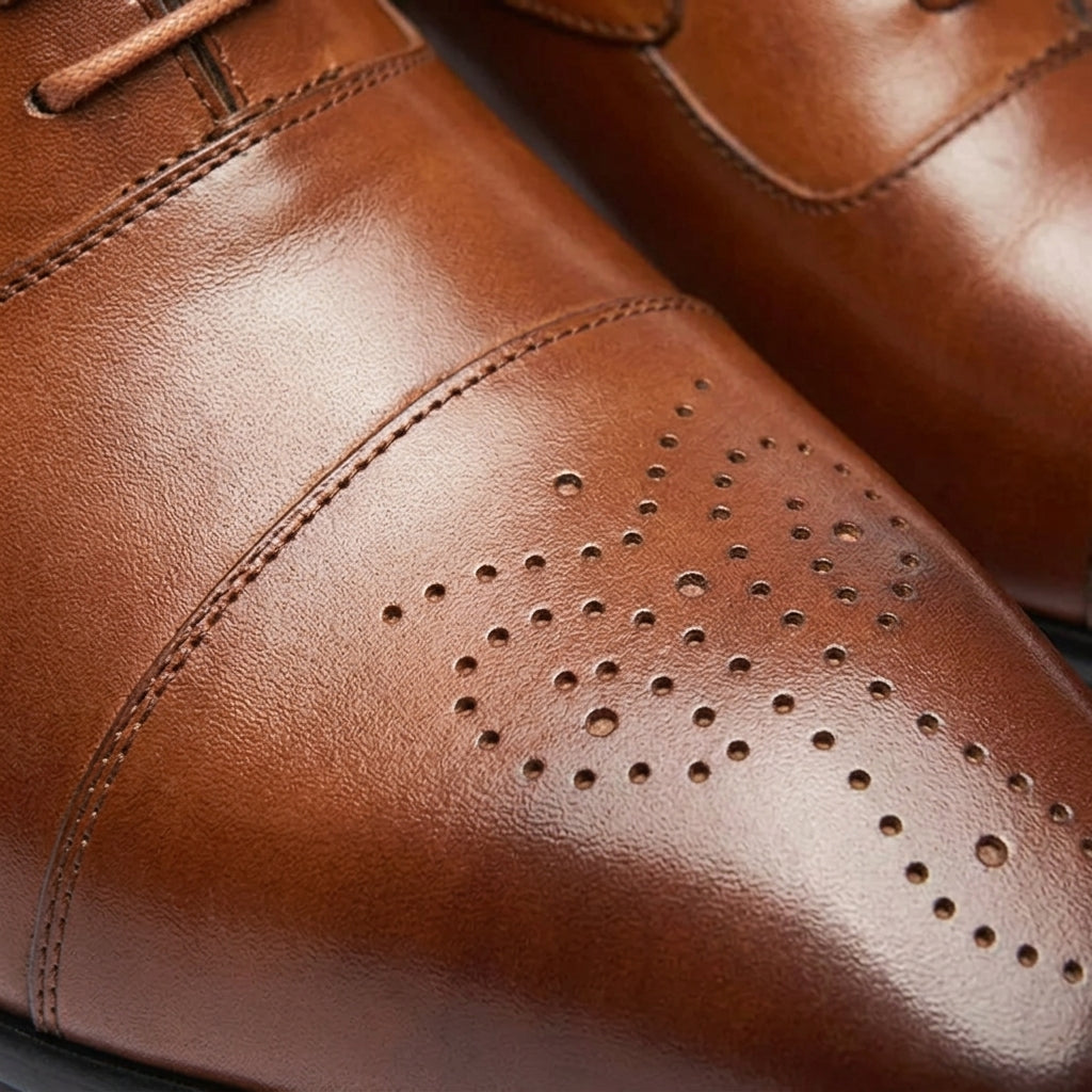 Halston Brogue Shoes for Men - Vintage Leather Lace-Up Dress Shoes