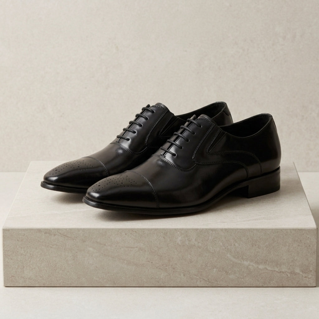 Halston Brogue Shoes for Men - Vintage Leather Lace-Up Dress Shoes