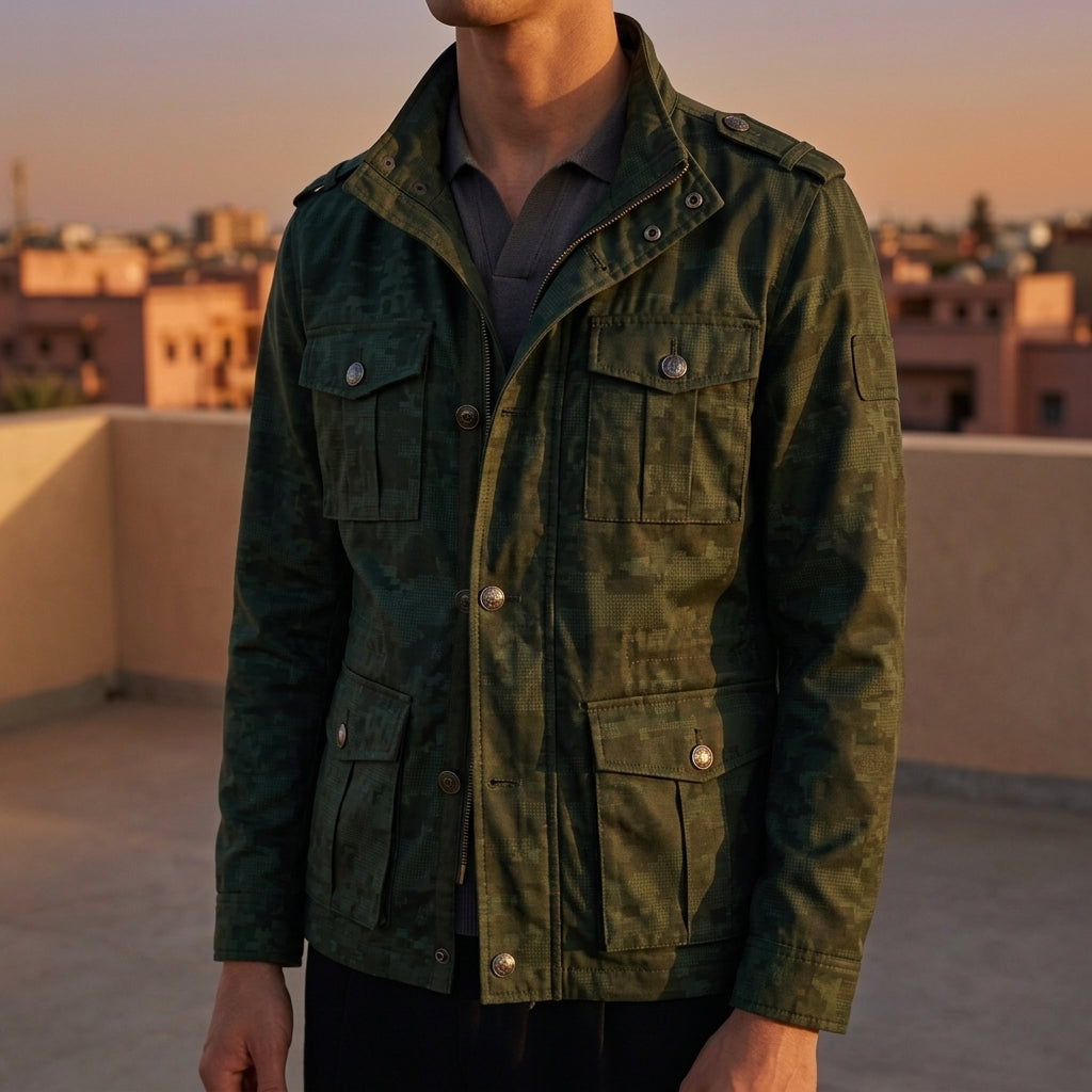 Alaric Men's Button Closure Jacket - Cotton Blend Jacket with Pockets