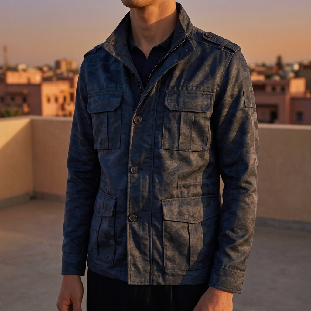 Alaric Men's Button Closure Jacket - Cotton Blend Jacket with Pockets