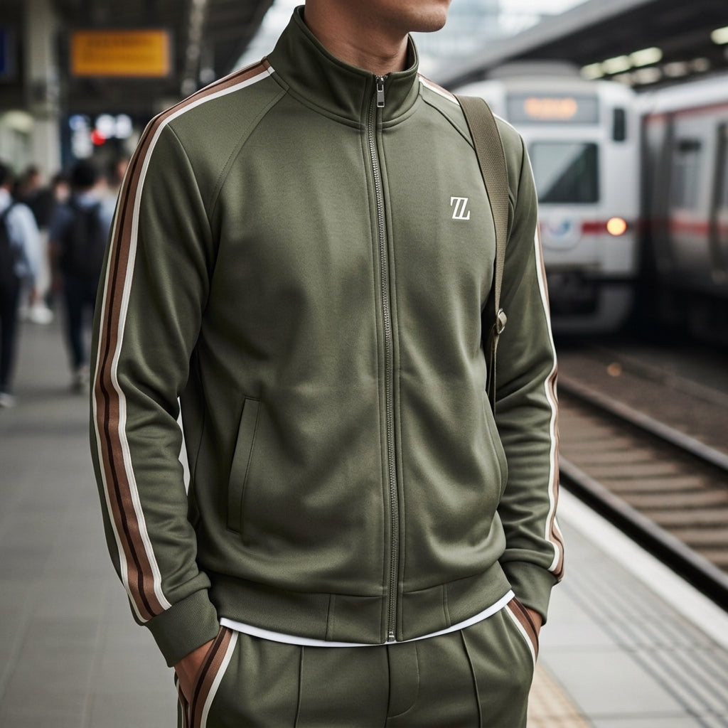 Dorian Zip Track Jacket for Men - Polyester Blend Tailored Track Top
