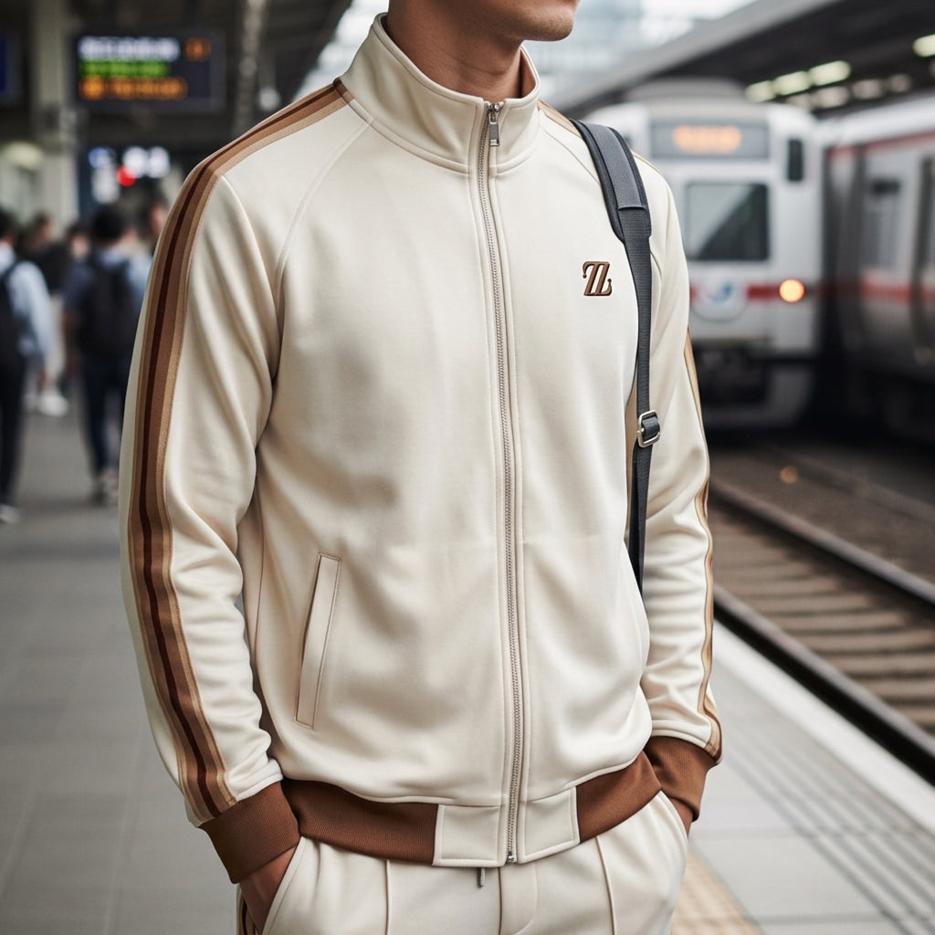 Dorian Zip Track Jacket for Men - Polyester Blend Tailored Track Top