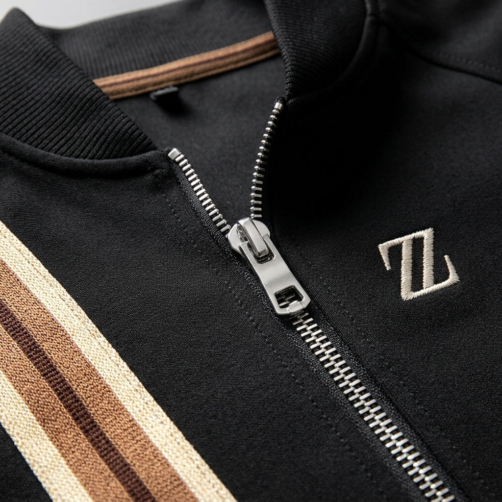 Dorian Zip Track Jacket for Men - Polyester Blend Tailored Track Top
