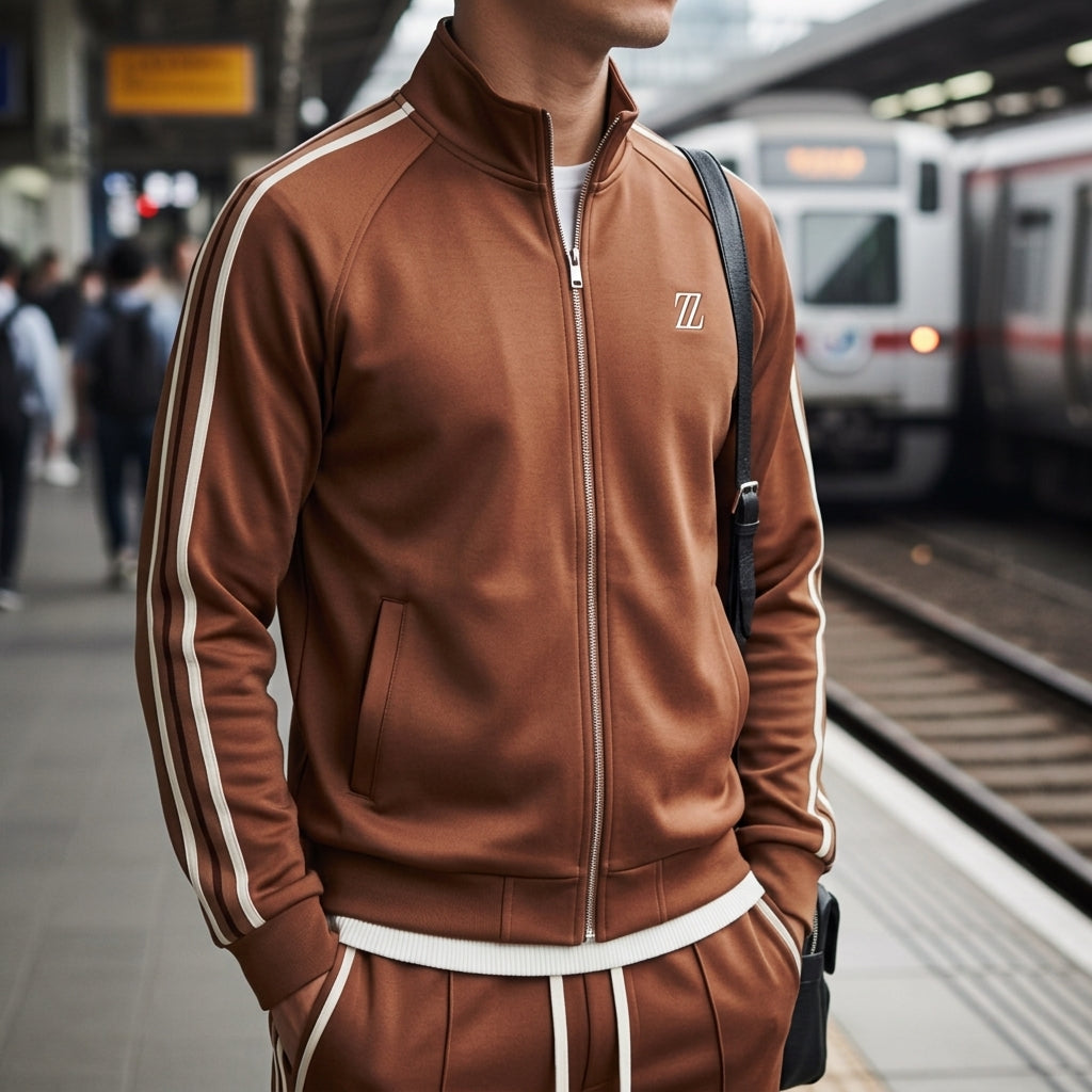 Dorian Zip Track Jacket for Men - Polyester Blend Tailored Track Top