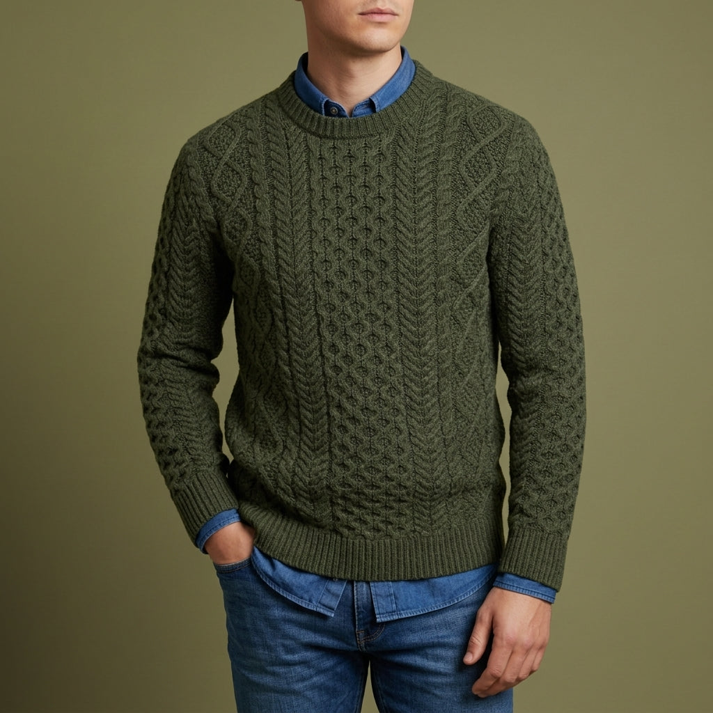 Lucien Men's Knitted Pattern Sweater - Premium Cotton Blend Pullover