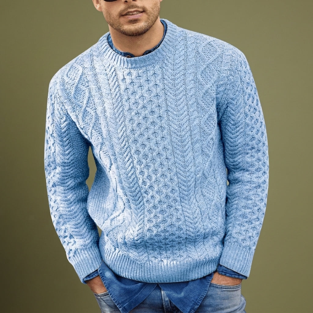 Lucien Men's Knitted Pattern Sweater - Premium Cotton Blend Pullover
