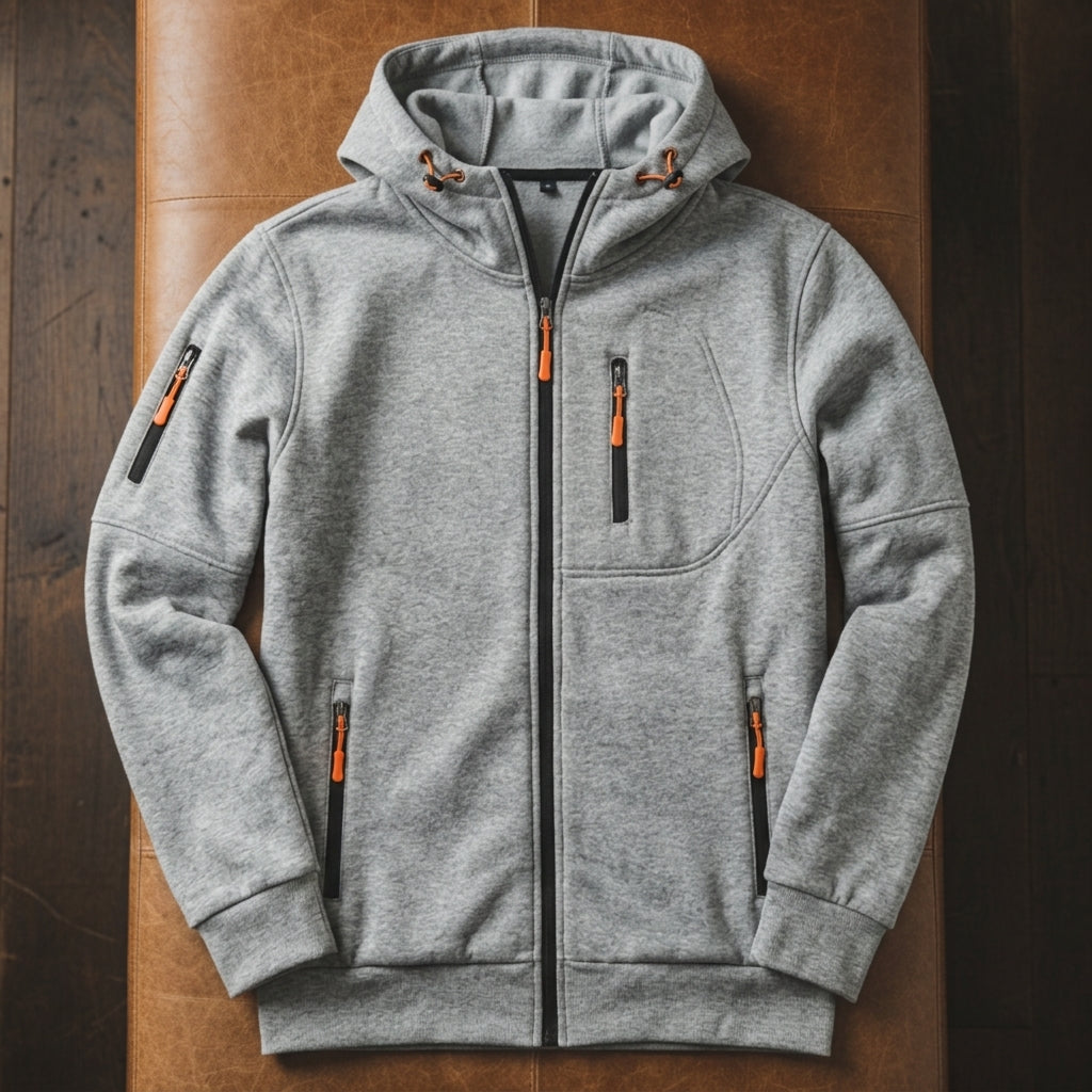 Tavian Zip Hoodie with Pockets for Men - Soft Cotton Blend Zip-Up