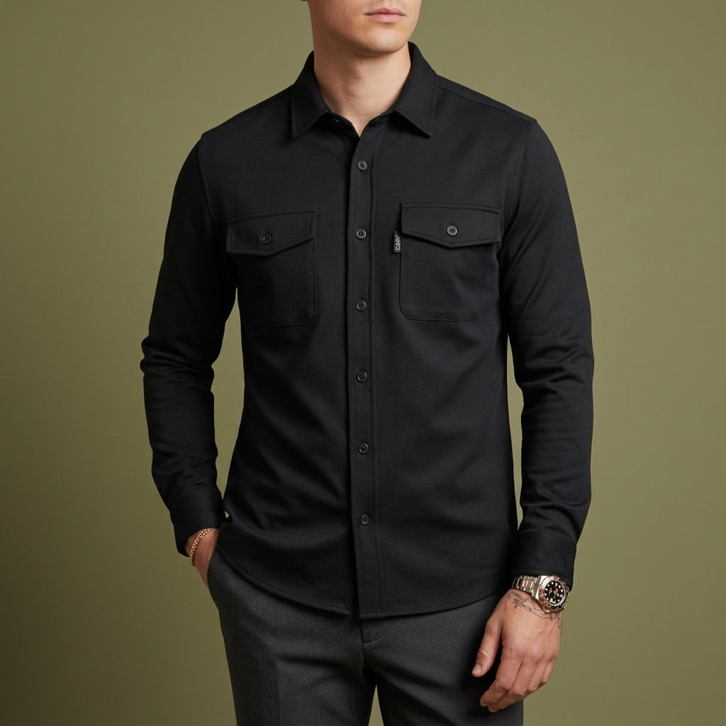 Naples Button-Up Overshirt for Men - Cotton Blend Layering Piece