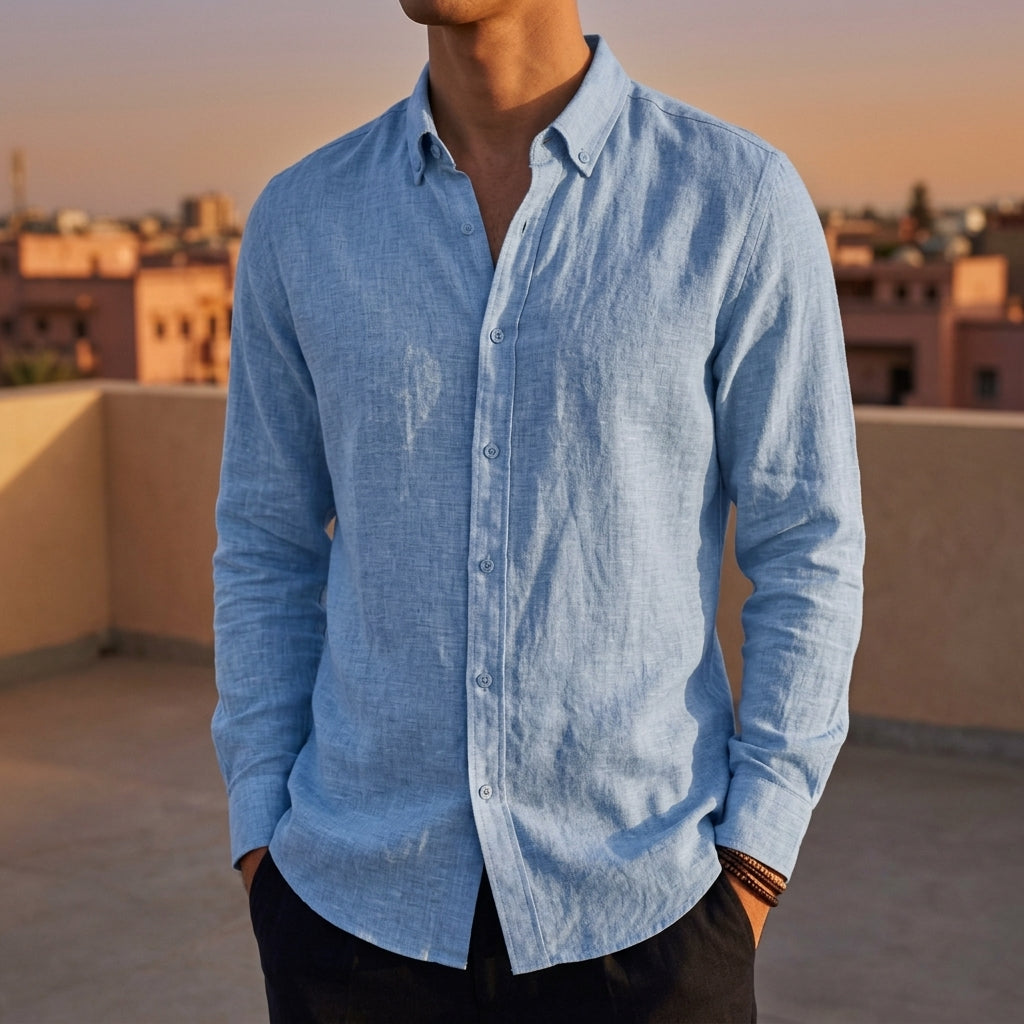 Ibiza Linen Shirt for Men - Lightweight Breathable Tailored Fit Shirt