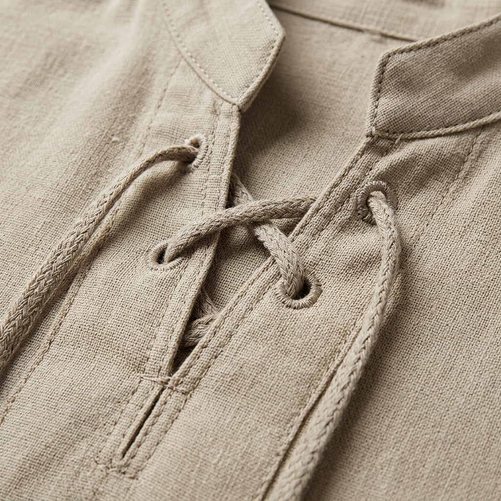 Men's Renaissance Costume Shirt, Cotton-Linen Pirate Medieval Style